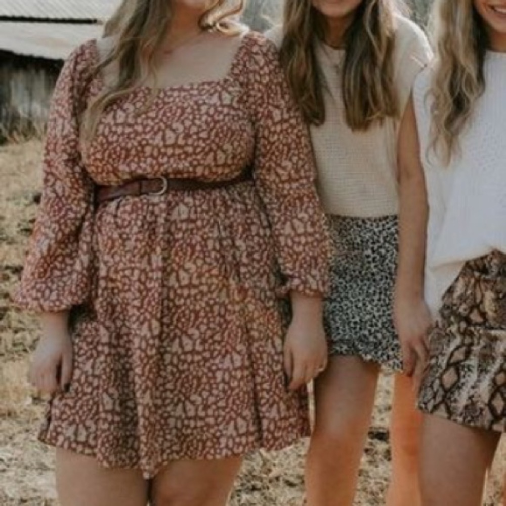 Boutique Burnt Orange Printed Dress 1X